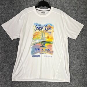 Gildan‎ Performance Cooper River Bridge Run 2020 T Shirt Mens XL White Polyester